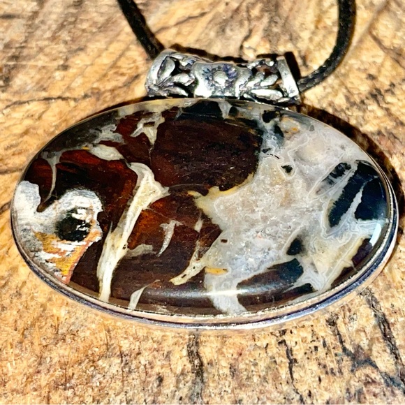 Garnet in Limestone Pendant 2" - Picture 4 of 7